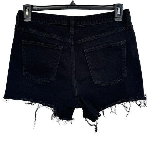 Universal Thread SZ 10R Jean Shorts High-Rise Midi Frayed Hems Stretch Black - Picture 3 of 6